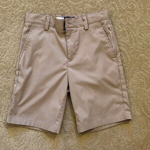 Lands' End Boy’s Active Khaki Flat Front Shorts, School Uniform